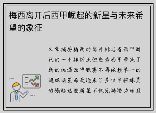 梅西离开后西甲崛起的新星与未来希望的象征